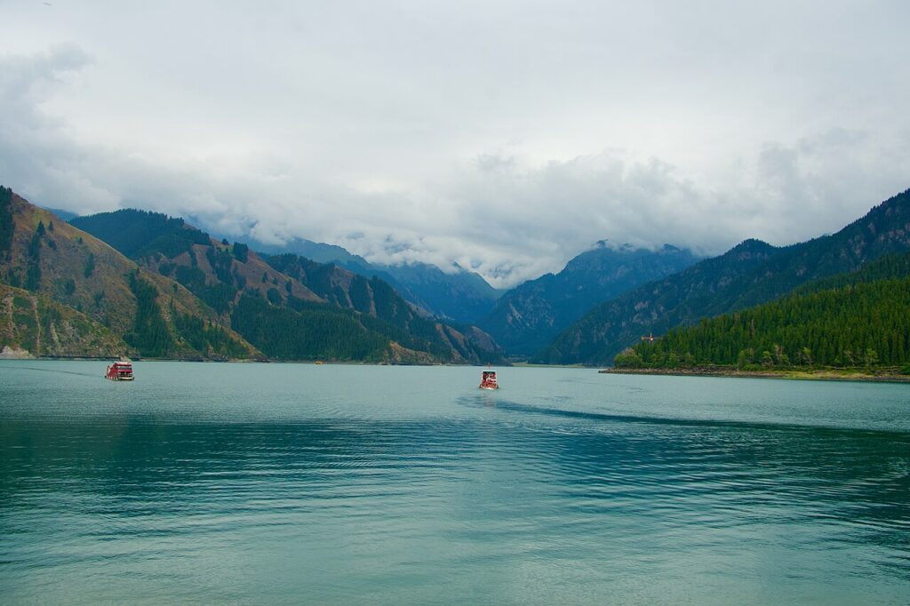 Tianshan Tianchi with Bogda Peak in the background