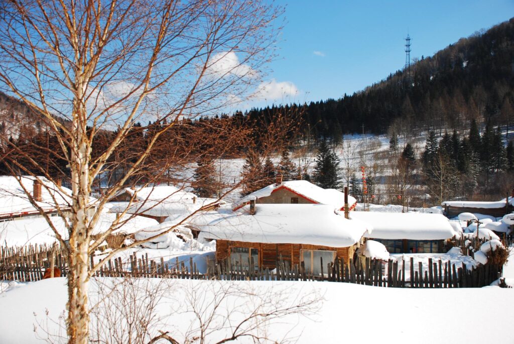 Deep snow landscape of Hailin City, Heilongjiang, in the Mount Datudingzi and Snow Town region