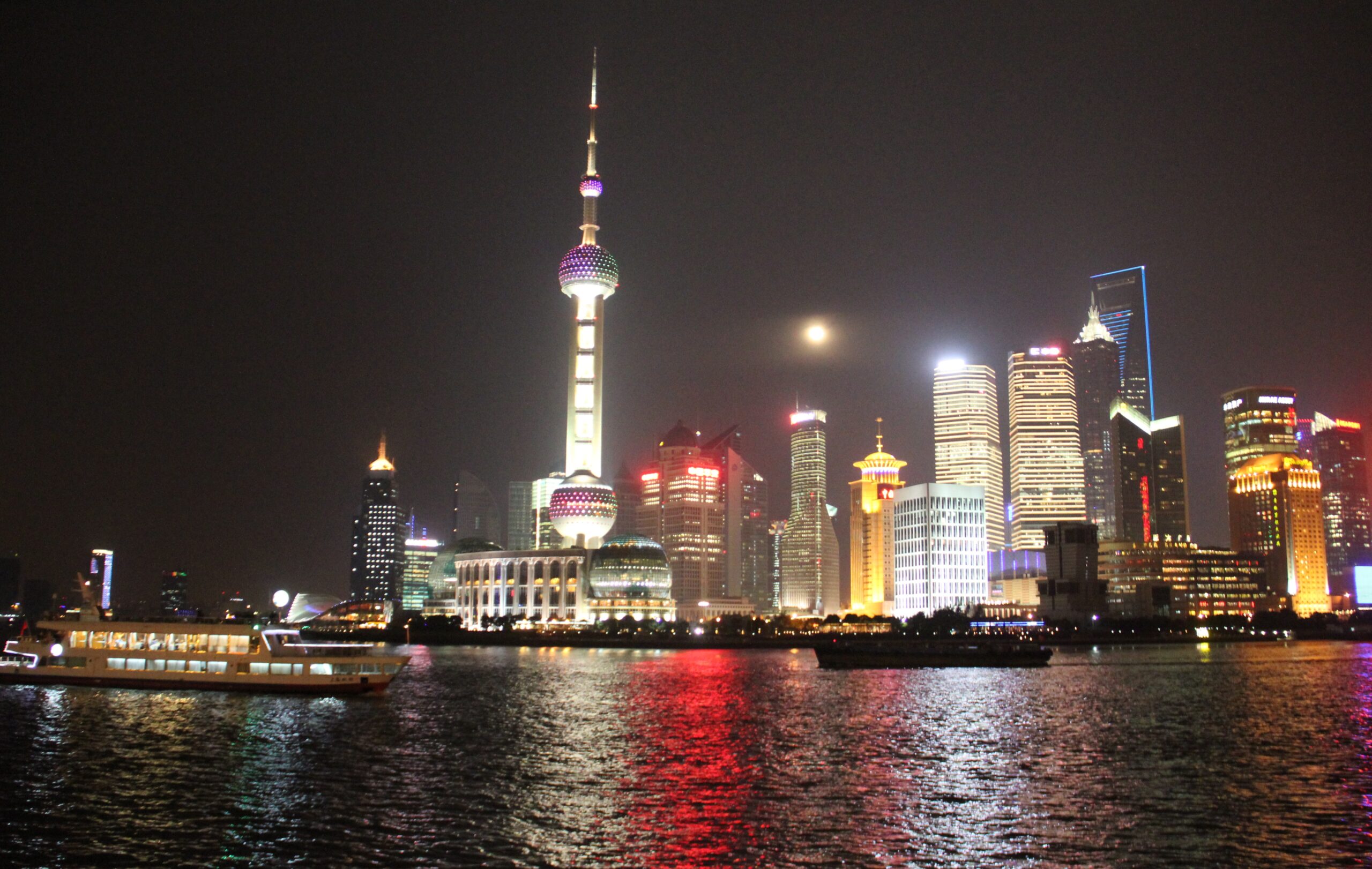 Shanghai Pudong skyline from the Bund at night in Shanghai