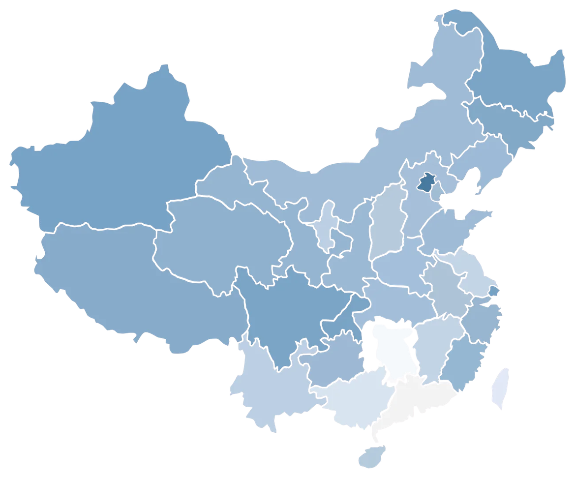中国目的地分布示意图