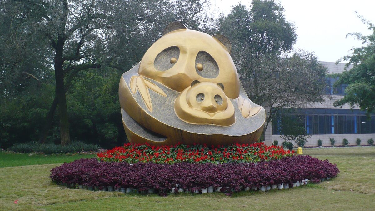 Entrance gate and bamboo grounds of the Chengdu Research Base of Giant Panda Breeding